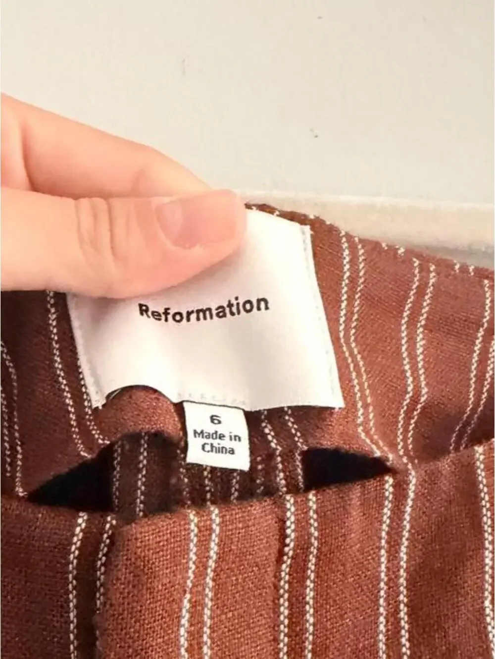 Reformation Vida Linen Low Rise Pants in Boardwalk Stripe